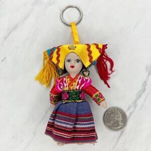 Colorfully Dressed Doll Keychain Keyring